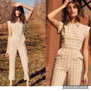 Christy Dawn The Phoebe Jumper Ecru Stripe Linen Recycled Size Medium NWT